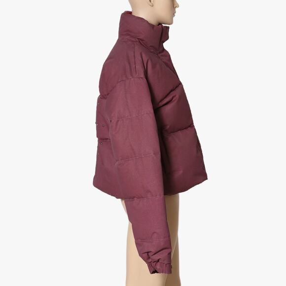 GUESS USA Burgundy Puffer Jacket with Metallic Studs w/ Tags - Picture 4 of 9